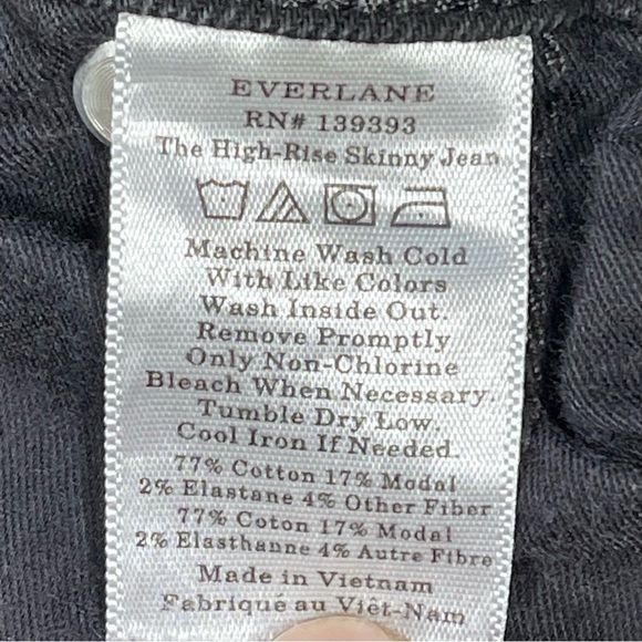 EVERLANE High Rise Skinny Ankle Jeans Plus Size 35 Wash black - Picture 10 of 14